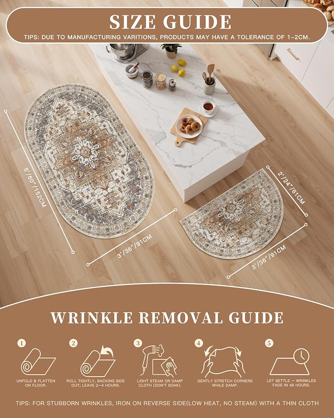 Madane Washable Half Circle Round Rug 2x3, Small Half Moon Rug Entryway - Image 5