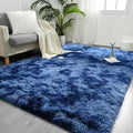 FlyDOIT Large Area Rugs for Living Room, 4x6 Feet Tie-Dyed Navy Blue Shaggy Rug by FlyDOIT
