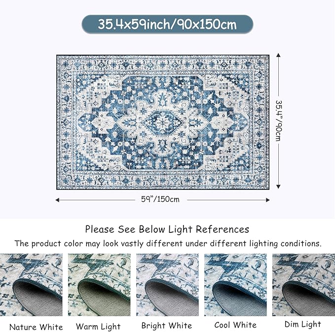 Moynesa Ultra-Thin Vintage 8x10 Area Rugs - Image 2
