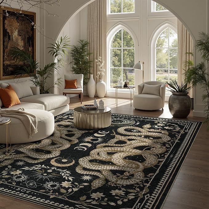 DCX Washable 8x10 Snake Rug, Soft Low Pile Carpet, Kid & Pet Friendly - Image 4