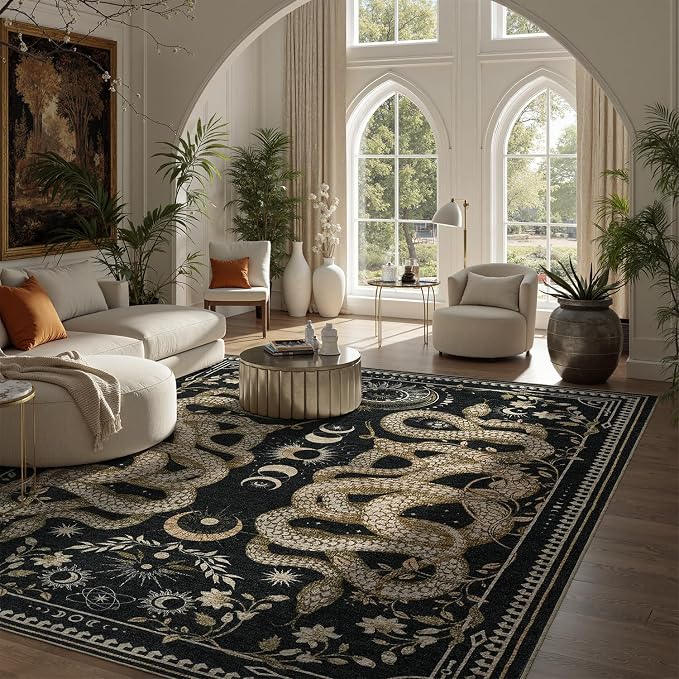 DCX Washable 4x6 Snake Rug, Soft Low Pile Carpet, Kid & Pet Friendly - Image 3
