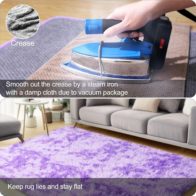 qulint 2x3 Rugs for Bedroom, Fluffy Purple Rug for Living Room Soft Shag Small - Image 5