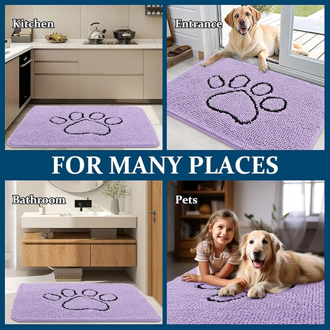 OLANLY Dog Door Mat for Muddy Paws 48x30, Paw Print Design, Absorbs Moisture - Image 8