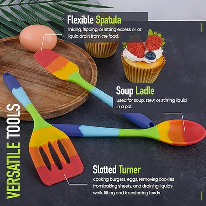9-Piece Rainbow Silicone Spatula Set - Image 3