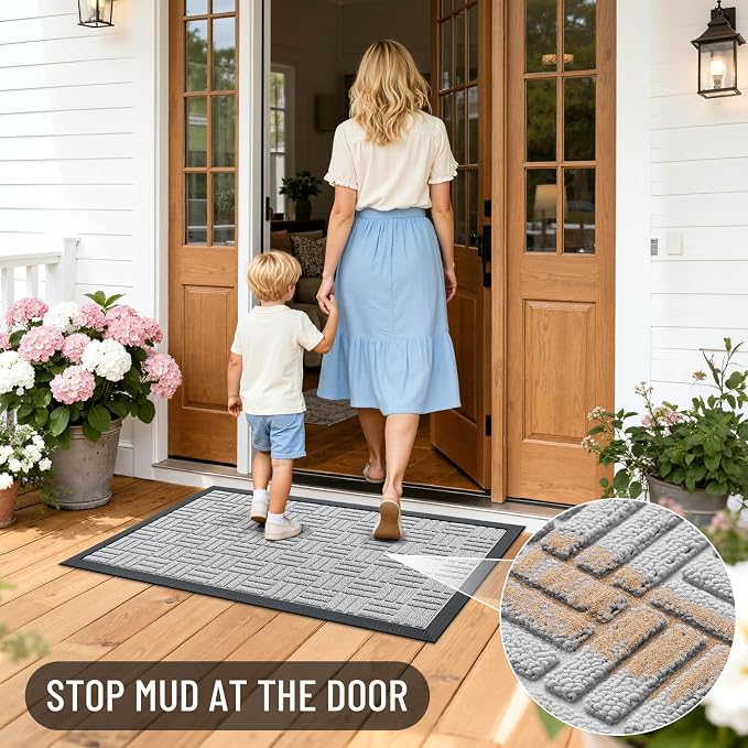 OLANLY Front Door Mat Outside Entrance 59x34, Heavy Duty Sturdy Natural Rubber - Image 7