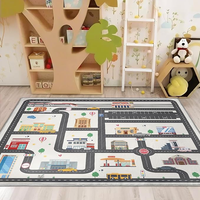 4x6ft Kids City Road Car Play Rug - Image 4