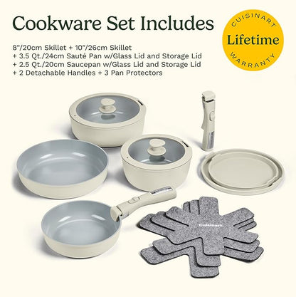 Cuisinart 13-Pc ClickSmart Nonstick Detachable Handle Ceramic Cookware - Image 10