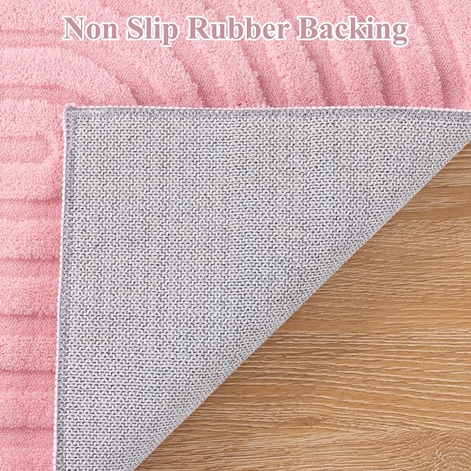 Pauwer Pink Area Rug for Girls Bedroom 3x5 Soft Fluffy Non Slip Machine - Image 4