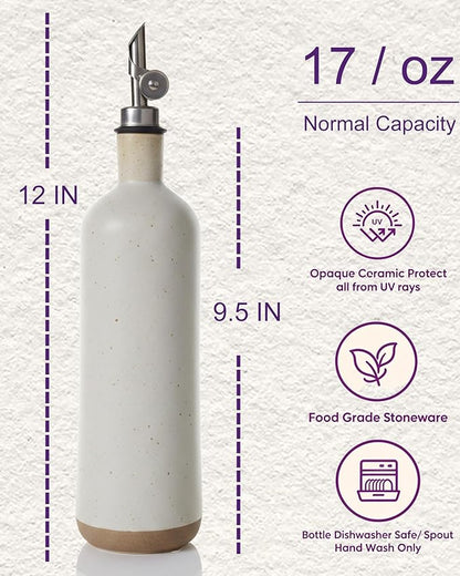 18 oz Stonaeware Olive Oil Dispenser Bottle, 500 ml Ceramic Oil Bottle - Image 3