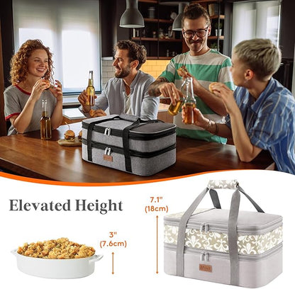 Lifewit Insulated Double Decker Casserole Carrier, Expandable Lasagna Lugger - Image 4