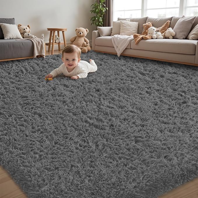 4x6 Area Rug for Living Room:Ultra Soft Fluffy Shag Dark Grey Rugs, Large Fuzzy by Unknown