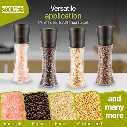 ZOLMER® Premium Gunmetal Salt and Pepper Grinder Set | Large Manual Ceramic - Image 4