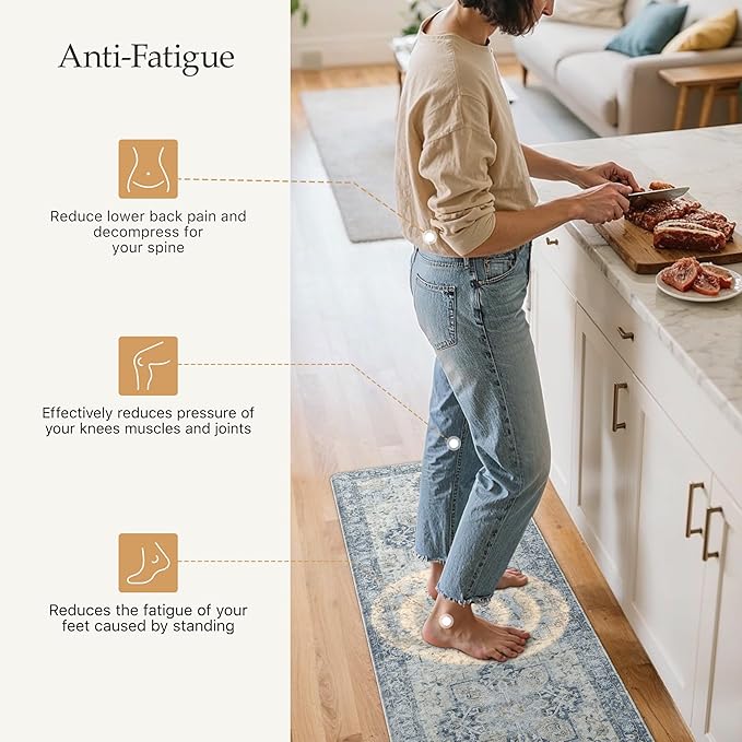 GENIMO Kitchen Mats for Floor 2PCs, Washable Anti Fatigue Mat for Cushioned - Image 3