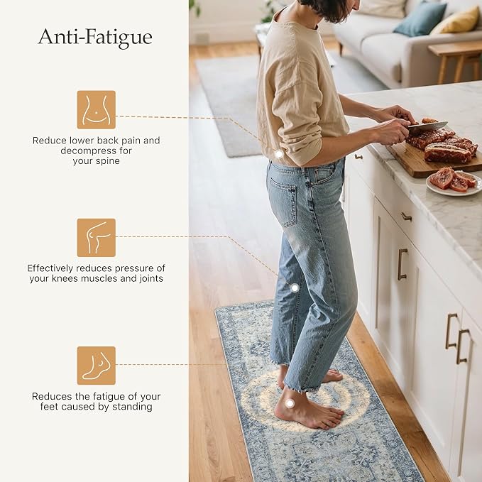 GENIMO Kitchen Mats for Floor 2PCs, Washable Anti Fatigue Mat for Cushioned - Image 3