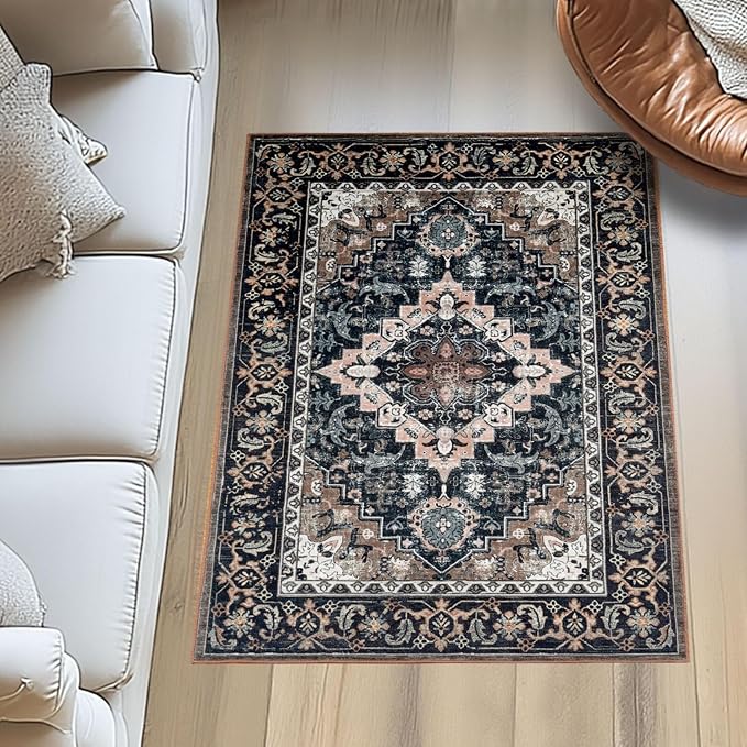 Lessymo 3 x 5 Area Rugs for Living Room, Machine Washable Area Rugs Boho Faux - Image 2