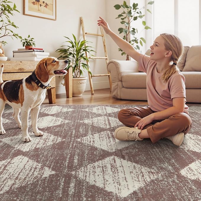 Lahome Zelie Machine Washable Rugs 6x9, Soft Beige Rugs - Image 3