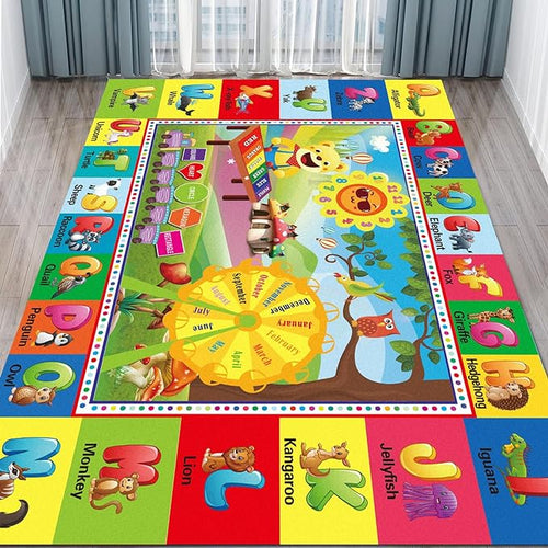 ABC Kids Play Rug, Non-Slip Classroom Carpet, soft low-pile surface, non-slip by Yongjoyalwaysstandsbyyou