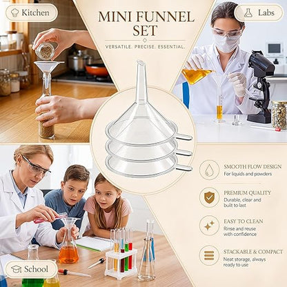 Hoolerry 200 Pcs Small Funnel for Filling Small Bottles Clear Plastic Mini - Image 6