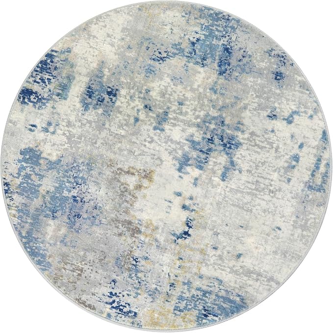 Lahome Modern Abstract Round Rug 4Ft, Contemporary Indoor Floor Carpet - Image 7