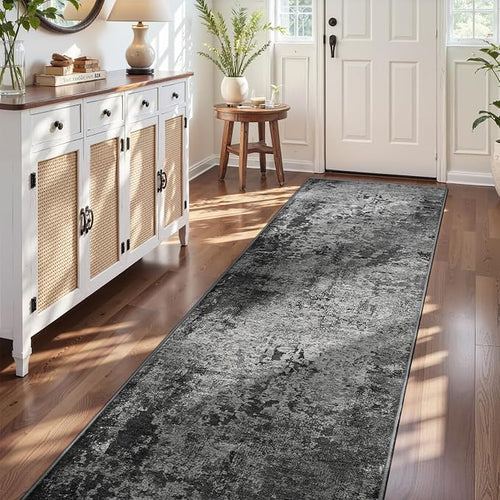 3x12 Black Rug Runners for Hallways Kitchen Runner Rug Non Slip Washable Black - Image 2