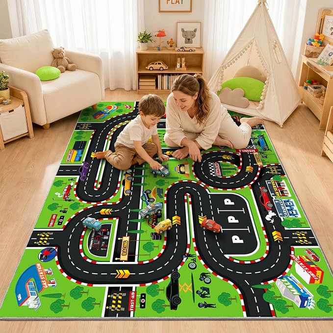 Kids Playroom Rug 3x4 Ft, Washable Car Rugs Play Mat, Non-Slip Soft Learning - Image 3