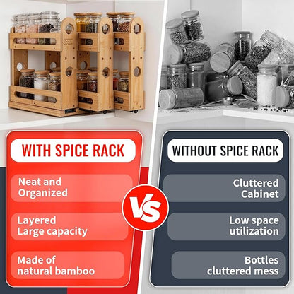 Pull Out Spice Rack Organizer for Cabinet Wide Slide Out Seasoning Rack Fits - Image 3
