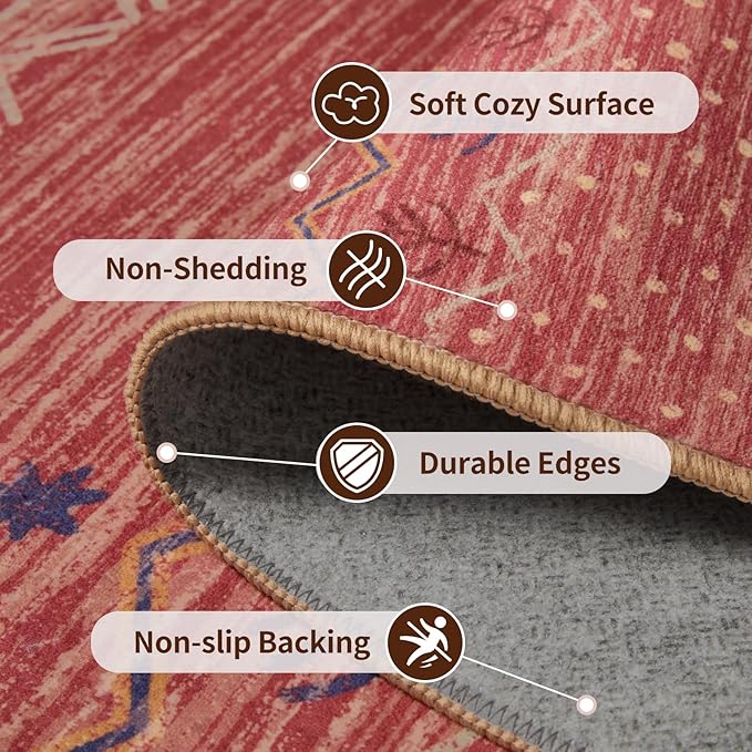 SERISSA Hallway Runner Rug, Soft Low-Pile Geometric Indoor Long Carpet - Image 4