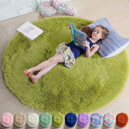 Amdrebio Grass Green Round Rugs 6Ft by Amdrebio