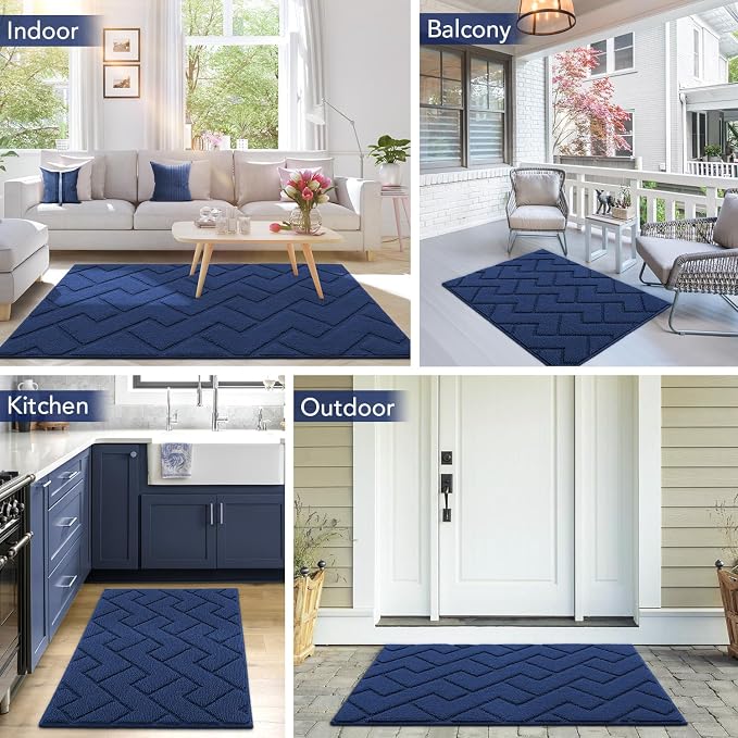 hicorfe Door Mat Indoor Entrance, TPR Backing Dirt Trapper Front Door Mat - Image 8