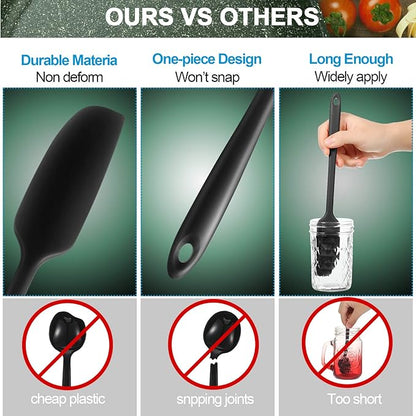 Patelai 2 Pieces Silicone Jar Spatula Long Handle Non-stick Rubber Scraper Heat - Image 3