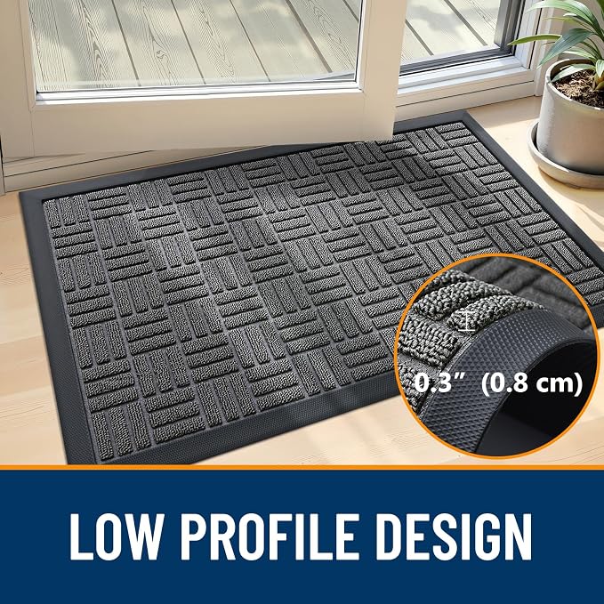 OLANLY Front Door Mat Outside Entrance 33x21, Heavy Duty Sturdy Natural Rubber - Image 5