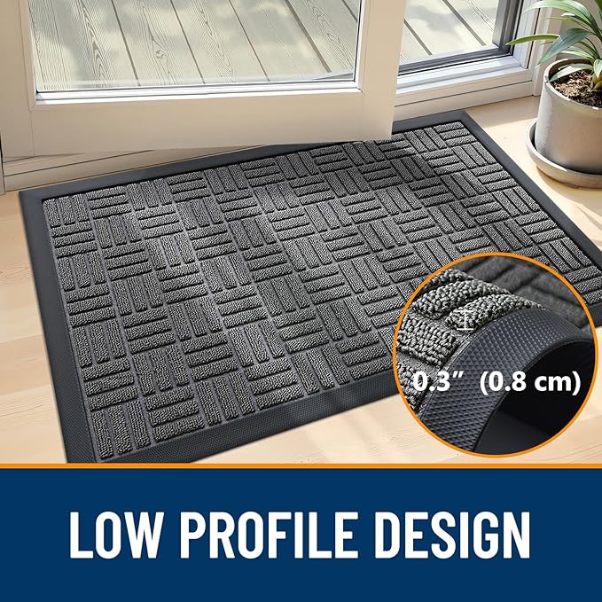 OLANLY Front Door Mat Outside Entrance 47x17, Heavy Duty Sturdy Natural Rubber - Image 5