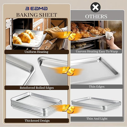 BIEAMA 6 Pack Full Size Baking Sheet Pan Aluminum Commercial Pan - Image 4