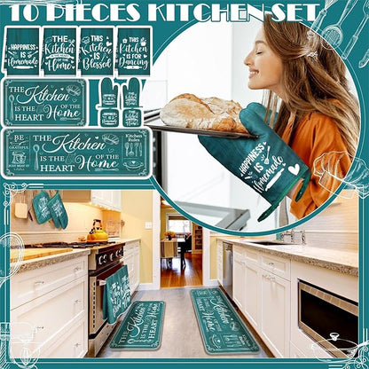 Fourluoo 10 Pcs Farmhouse Kitchen Decor and Accessories Set 4 Kitchen Towels 2 - Image 2