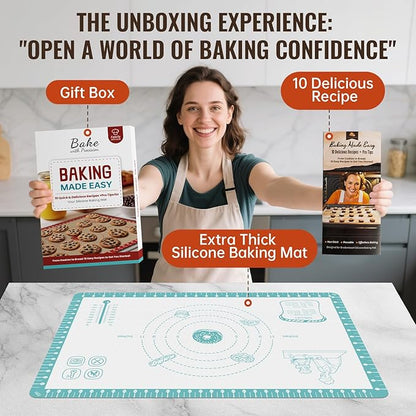 Non Stick Pastry Mat with 10 Quick Recipes, Silicone Dough Mat - Image 2