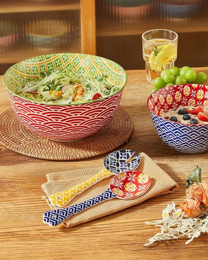 Metahom Ceramic Mixing Bowls for Kitchen, Colorful Nesting Bowls, Large Serving - Image 5