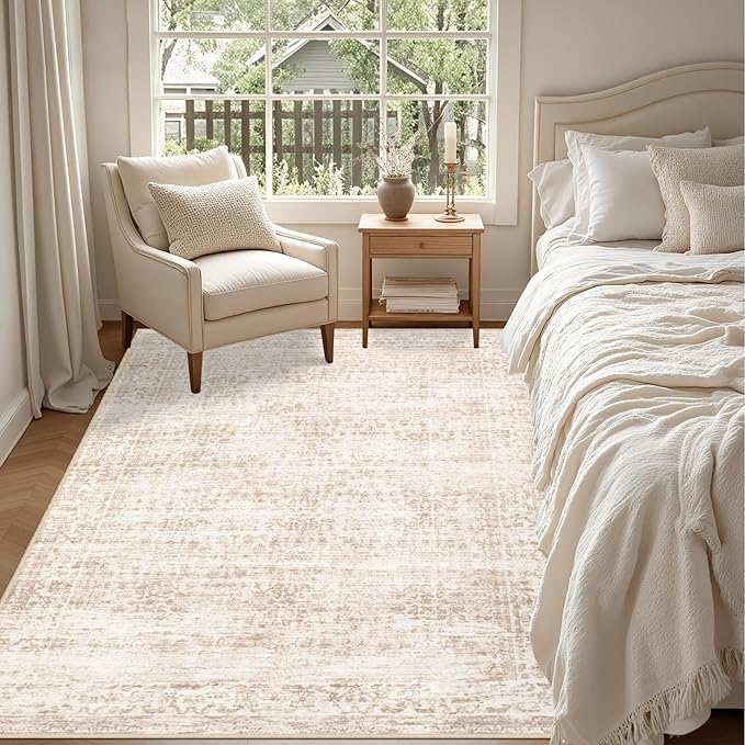 4x6 Area Rugs for Living Room: Washable Rug Soft Vintage Boho Medallion Carpet - Image 3