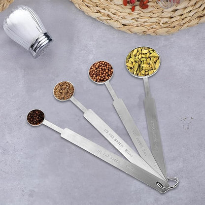 4 Pcs Long Handle Measuring Spoons Set Stainless Steel Measuring Spoon Set - Image 4