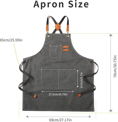 Tosewever Canvas Cross Back Chef Cotton Aprons - Image 6