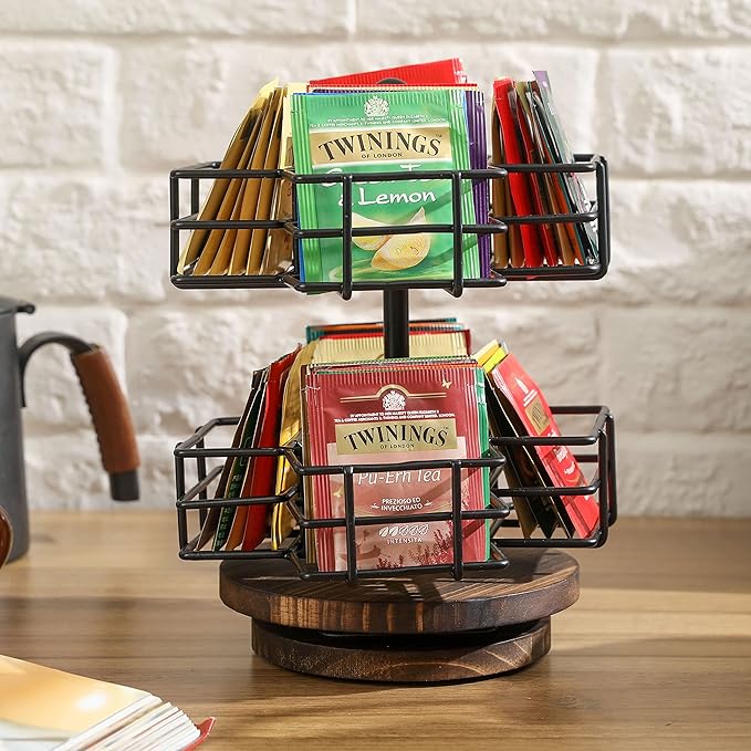 MyGift 8 Compartment Tea Bag Organizer Carousel, Coffee Station Storage Caddy - Image 3