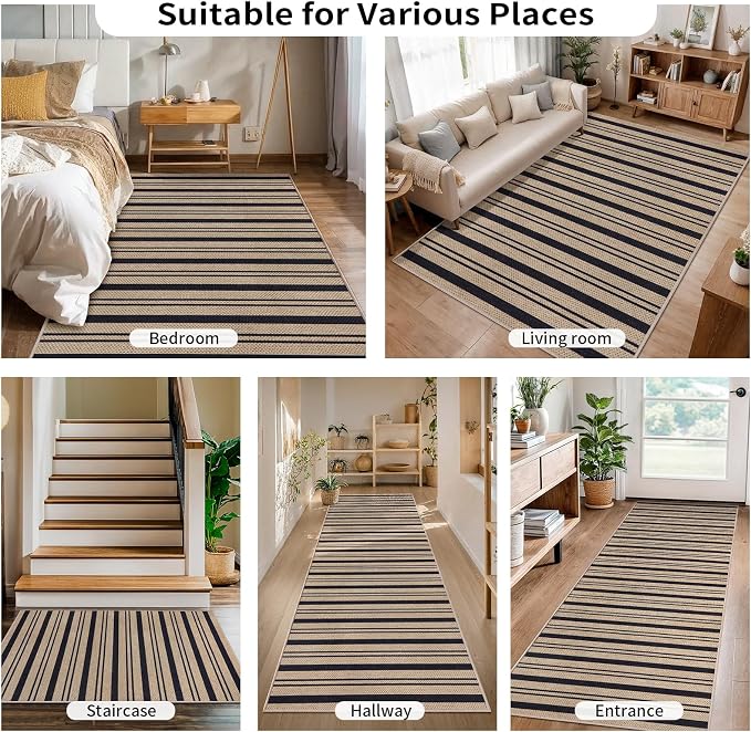 Tangsoo Stripe Easy Jute Rug 5x7 Large Washable Area Rugs - Image 6
