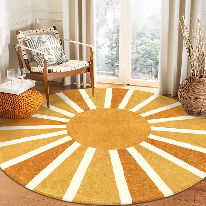 Lahome Round Rugs 8Ft for Living Room, Soft Non-Slip Untra-Thin Boho Round by Lahome