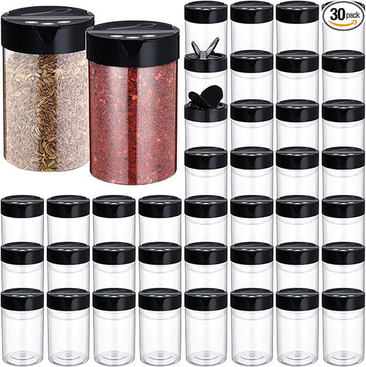 30 Pack 8.4 oz Plastic Spice Jars by Yiyiring