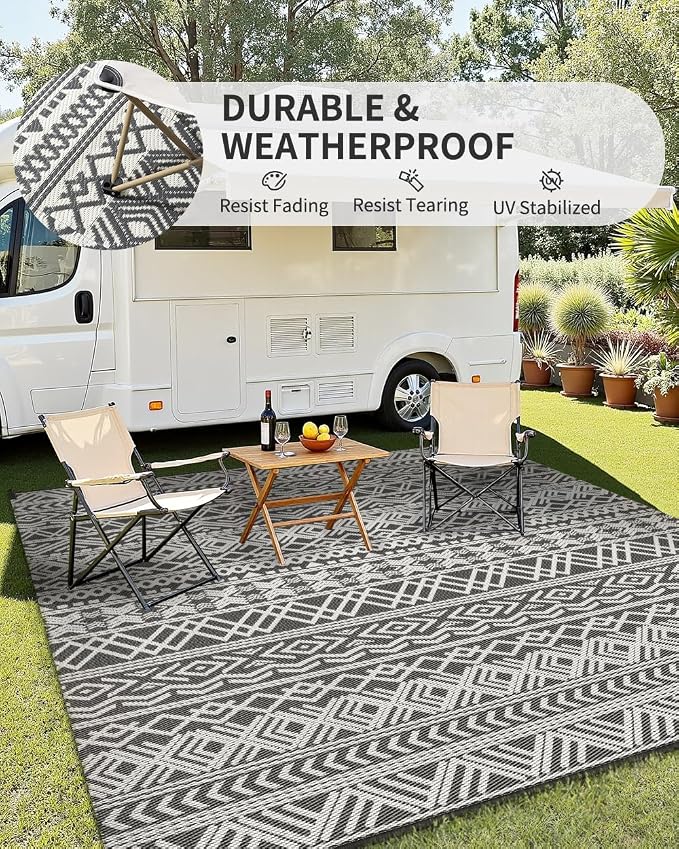 MontVoo Outdoor Rug Carpet Waterproof 9x12 Outdoor Patio Rug Mat Reverisble - Image 4