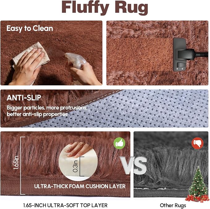 Large 9x12 Area Rug for Living Room, Soft Shag Rugs for Bedroom, Non-Slip Ultra - Image 4