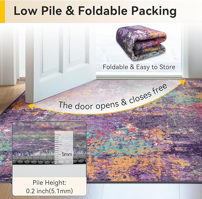RELEANY Washable Area Rugs 6'x8' Non-Slip Modern Abstract Soft - Image 6