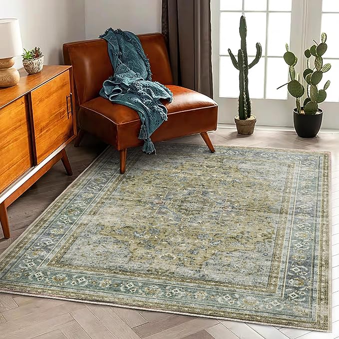 CHAMPLANT Area Rug 5'x7' Washable Rug Vintage Traditional Floor Cover Thin by CHAMPLANT