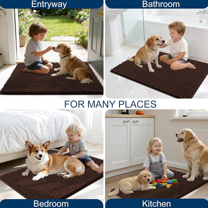 OLANLY Dog Door Mat for Muddy Paws 40x32, Ultra Absorbent Chenille Mud Doormat - Image 8