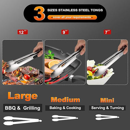 Anaeat Stainless Steel Locking Tong Set of 3 - Image 6