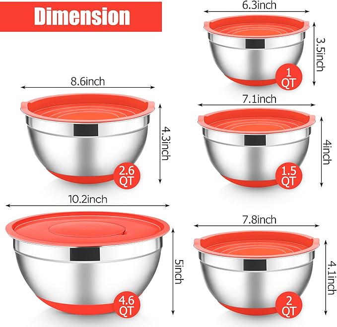 E-far Stainless Steel Mixing Bowls - Image 2